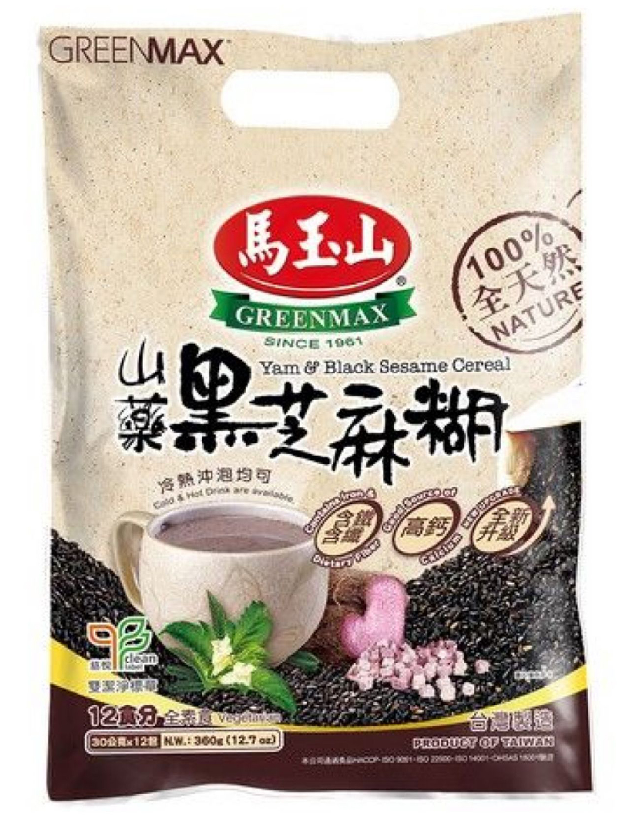GREENMAX Yam & Black Sesame Muesli 12 X 30g