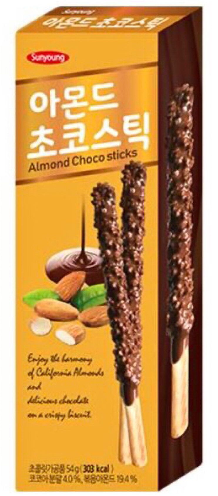 SUNYOUNG Almond Big Choco Sticks 54g